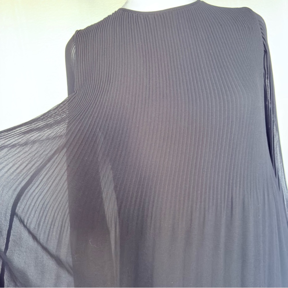 Wilfred Pleated Sheer Long-Sleeve Mini Little Black Dress 2XS - Picture 7 of 8
